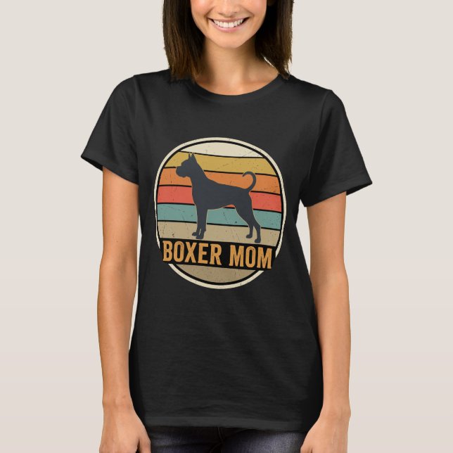 Camiseta Mãe Boxer Pôr do Sol Retro Cachorro (Frente)