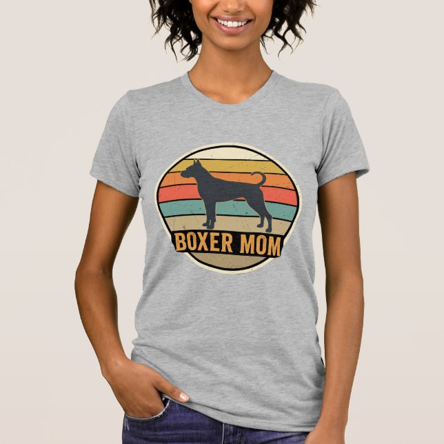 Camiseta Mãe Boxer Pôr do Sol Retro Cachorro (Frente)