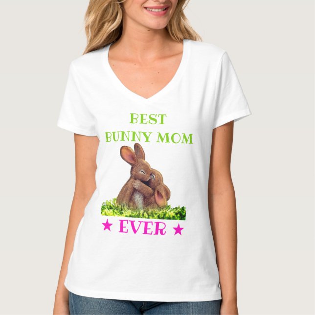 Camiseta MÃE BUNNY MELHOR E Personalizada NUNCA Simplesment (Frente)