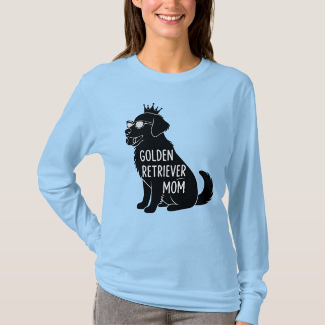 Camiseta Mãe Cachorro Dourado Engraçada | Cachorro Fofo com (Frente)