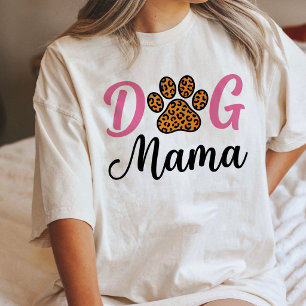 Camiseta Mãe Cachorro Estampa de Pata de Leopardo Fofa Aman