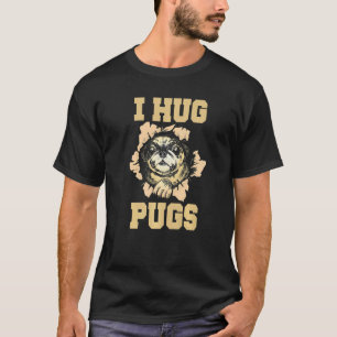 Camiseta Mãe Cachorro Pug Pai Dono de Cachorro Eu Abraço Pu