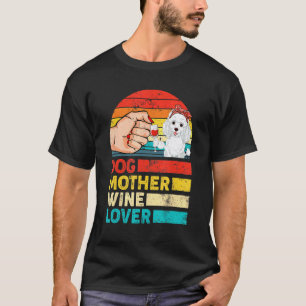 Camiseta Mãe Cachorro Retro Vinho Poodle Dia das Mães