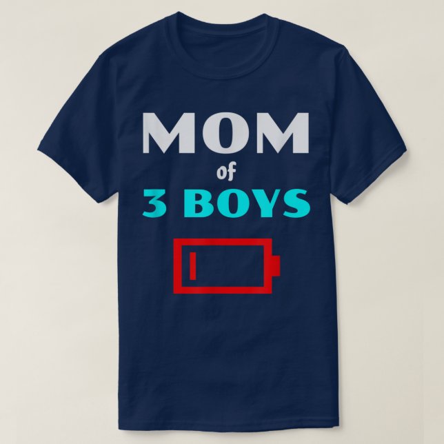 Camiseta Mãe Cansada De 3 Meninos Mãe Com 3 Filhos Baixo (Frente do Design)