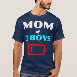 Camiseta Mãe Cansada De 3 Meninos Mãe Com 3 Filhos Baixo