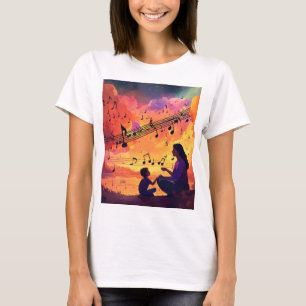 Camiseta Mãe cantando para seu filho jovem