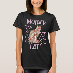 Camiseta Mãe Cat Floral Dia de as mães Floral Flor Hea
