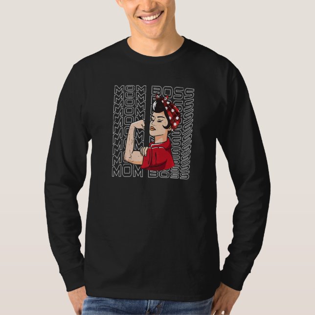 Camiseta Mãe Chefe Mensy Hair Bun Dia de as mães (Frente)