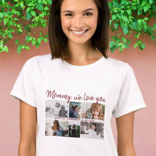 Camiseta Mãe com Crianças e Família Mãe 6 Colagem Fotográfi