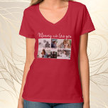 Camiseta Mãe com Crianças e Família Mãe 6 Colagem Fotográfi<br><div class="desc">Mãe com Crianças e Família Mãe 6 Foto Collage T-shirt. Colagem de 6 fotos, uma doce mensagem em um roteiro de tendências e nomes de crianças que sobrepõem as fotos. Adicione suas 6 fotos favoritas da família. Bela manutenção e presente de aniversário, Dia das Mães ou Natal para uma mãe...</div>