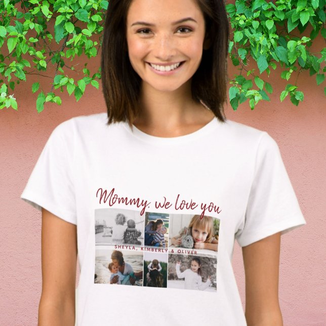 Camiseta Mãe com Crianças e Família Mãe 6 Colagem Fotográfi (Criador carregado)