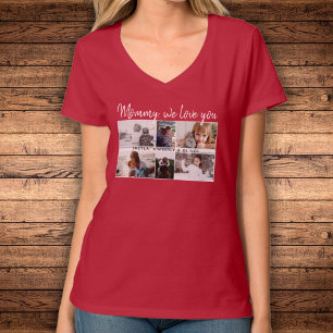 Camiseta Mãe com Crianças e Família Mãe 6 Colagem Fotográfi