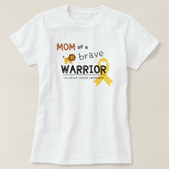 Camiseta mãe corajosa cancer de guerreiro leão mulher T-Shi (Frente do Design)