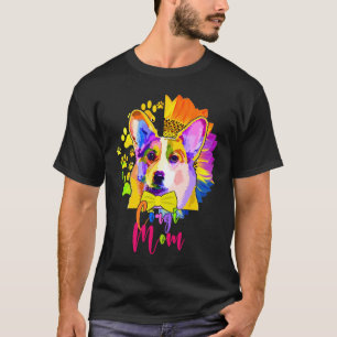 Camiseta Mãe Corgi Cachorro Colorido Girassol Dia das Mães