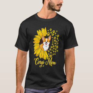 Camiseta Mãe Corgi Corgi Fofo Girassol Feliz Dia das Mães