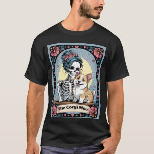 Camiseta Mãe Corgi Engraçada Esqueleto Dia das Bruxas Amor