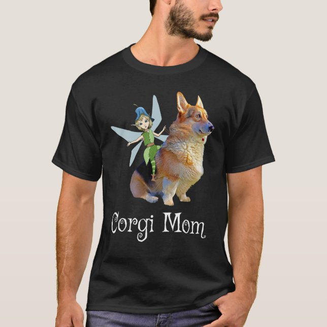Camiseta Mãe Corgi Pembroke Welsh Corgi & Fada Retro Cachor (Frente)