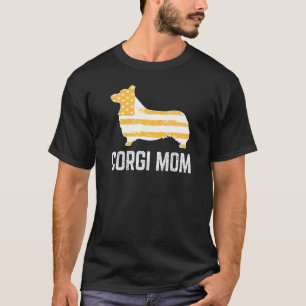 Camiseta Mãe Corgi Vintage Patriótica Com Bandeira American