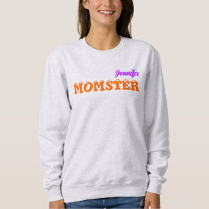 Camiseta Mãe Cute Outubro Halloween Momster Ash