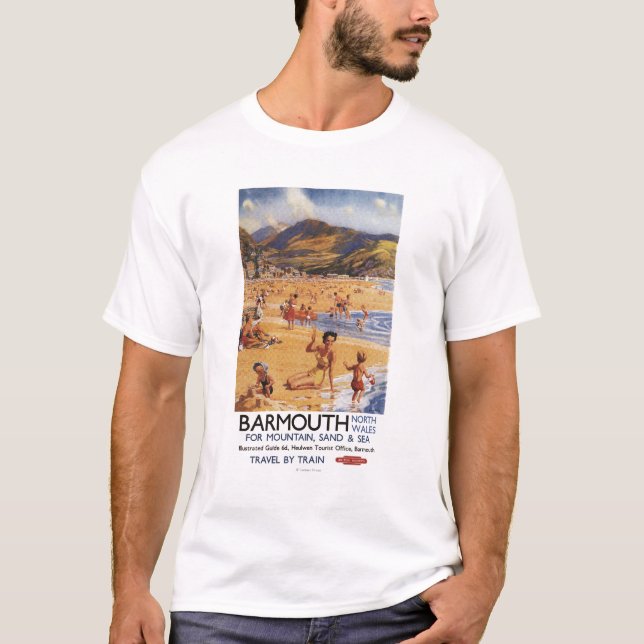 Camiseta Mãe da cena da praia e miúdos British Rail (Frente)
