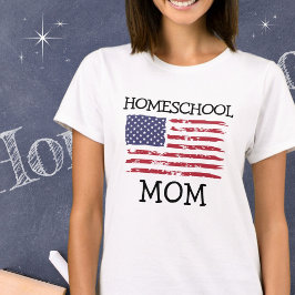 Camiseta Mãe da escola doméstica | Vintage American Flag