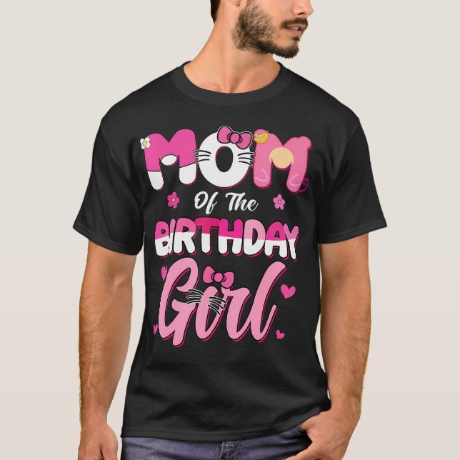 Camiseta Mãe Da Família De Gatinhos De Gato De Aniversário (Frente)