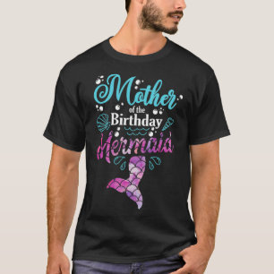 Camiseta Mãe Da Festa de aniversário De Sereia De Aniversár