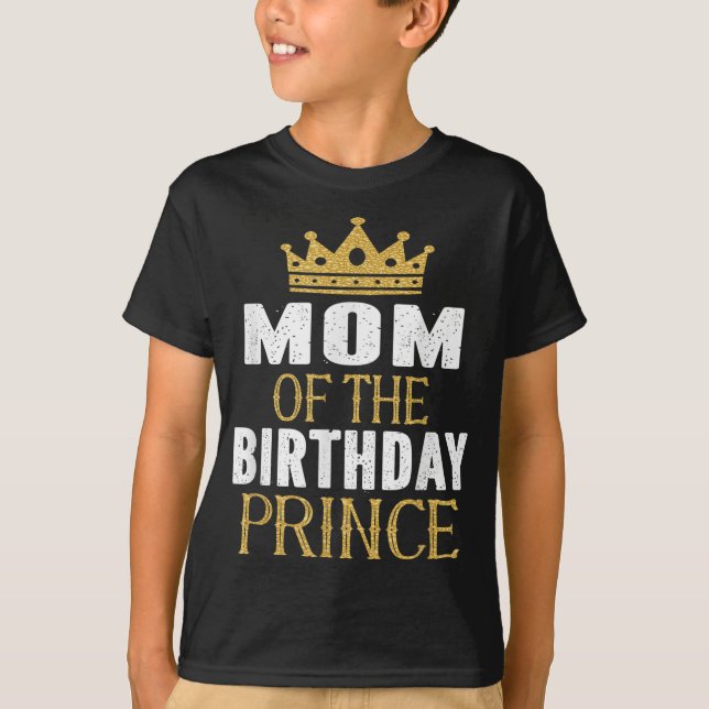 Camiseta Mãe Da Festa De Aniversário Do Príncipe Boys Bday  (Frente)