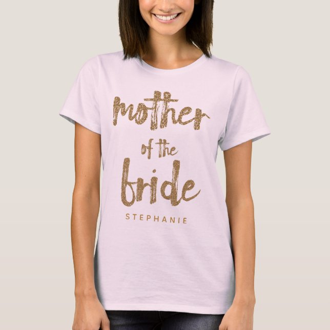 Camiseta Mãe da Festa de casamento Dourada da Noiva (Frente)