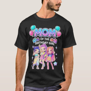 Camiseta Mãe da menina aniversariante fofa chibi kpop engra