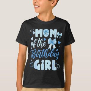 Camiseta Mãe da menina aniversariante laço azul fofo combin