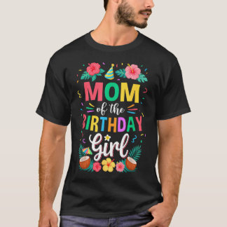 Camiseta Mãe Da Menina De Aniversário Aloha Havaí Festa 1º