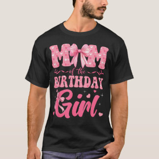 Camiseta Mãe Da Menina Do Aniversário Família Rosa Coquette