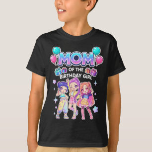 Camiseta Mãe da menina do aniversário fofa chibi kpop engra
