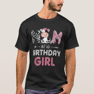 Camiseta Mãe da Menina do Aniversário Vaca Mãe Família Mat