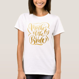 Camiseta Mãe da Noiva Dourado Metálico Falso