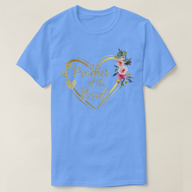 Camiseta Mãe Da Noiva Flor Dourado Gliter Floral (Frente do Design)