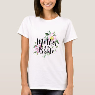 Camiseta Mãe da Noiva Rosa Floral Aquarela Casamento