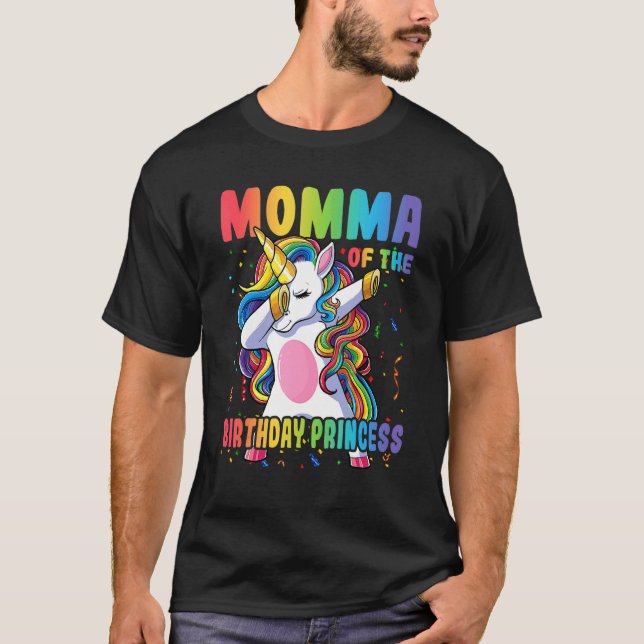 Camiseta Mãe Da Princesa Aniversário Dabbing Unicorn Gir (Frente)
