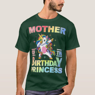 Camiseta Mãe Da Princesa De Aniversário Dabbing Unicorn Gi