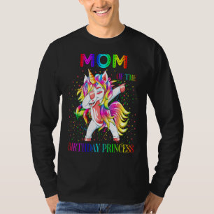 Camiseta Mãe Da Princesa de Aniversário Dabbing Unicorn Gir