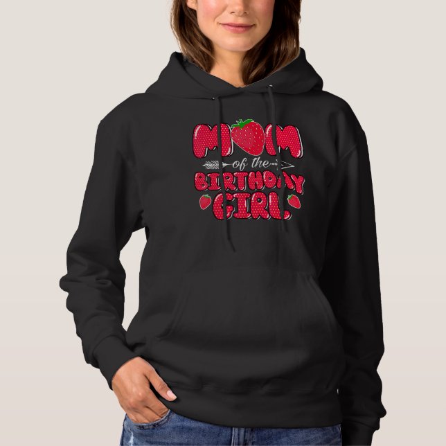Camiseta Mãe Da Rapariga De Aniversário, Morango. (Frente)