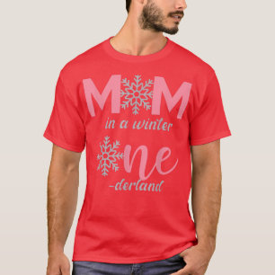 Camiseta Mãe Da Rapariga De Aniversário Winter Onederland 1