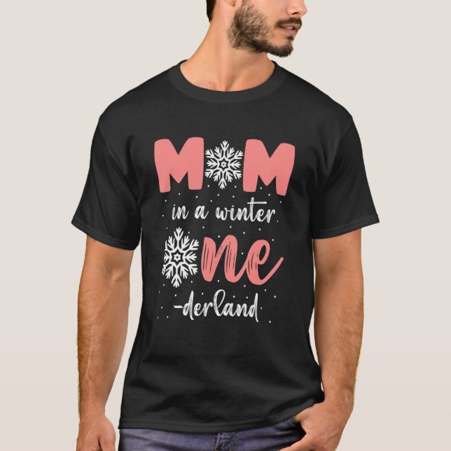 Camiseta Mãe Da Rapariga De Aniversário Winter Onederland 1 (Frente)