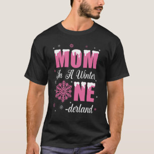 Camiseta Mãe Da Rapariga De Aniversário Winter Onederland 1