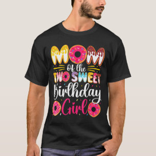 Camiseta Mãe das duas doces meninas de aniversário donut 2º