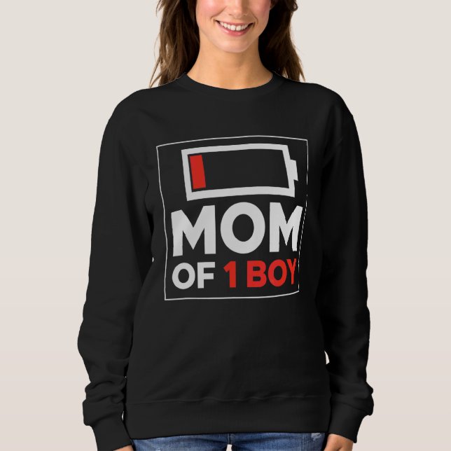 Camiseta Mãe De 1 Rapaz Com Baixo Bateria Cansada Com Mãe F (Frente)