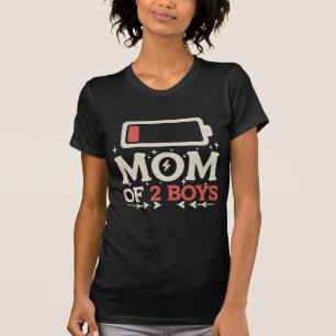 Camiseta Mãe de 2 Meninos Bateria Baixa Funny Dia das Mães