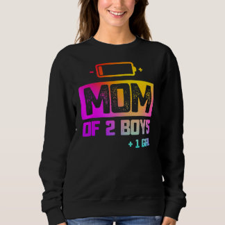 Camiseta Mãe De 2 Rapazes 1 Menina Bateria Baixa