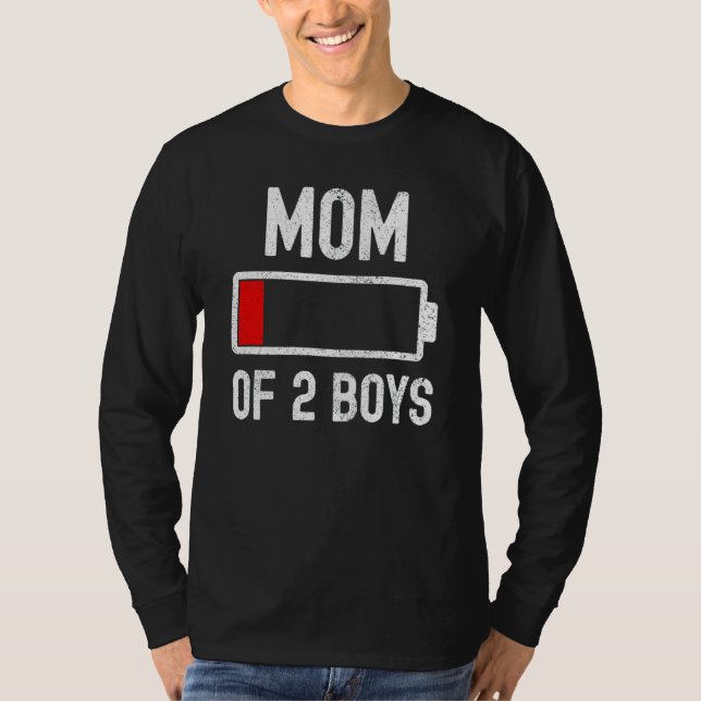 Camiseta Mãe De 2 Rapazes Com Baixo Consumo De Bateria, Mãe (Frente)
